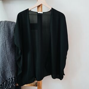Sheer Black Open-Front Kimono Cardigan (Size Small)
